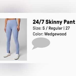 NWT! Fabletics 24/7 Skinny Pant in Blue! Size small